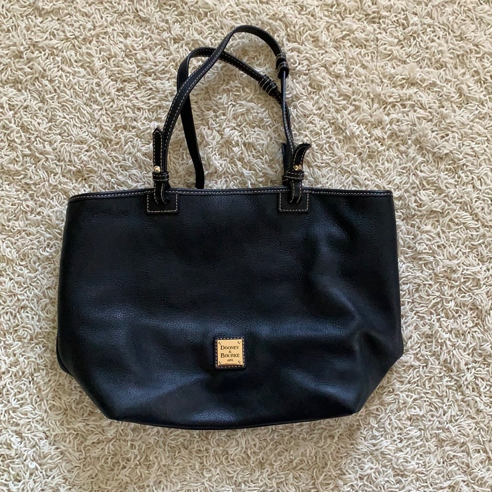 Dooney & Bourke Black Leather Tote - Red Interior